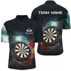 Maxcorners Personalized 3D Darts Board Galaxy Universe Men Darts Polo Shirts Custom Darts Team Jerseys