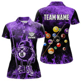 Maxcorners Personalized Purple Funny 8 Ball Pool Flame Men'S Billiard Shirts, Billiard Team Shirts Pool Jerseys