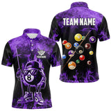 Maxcorners Personalized Purple Funny 8 Ball Pool Flame Men'S Billiard Shirts, Billiard Team Shirts Pool Jerseys