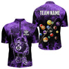 Maxcorners Personalized Purple Funny 8 Ball Pool Flame Men'S Billiard Shirts, Billiard Team Shirts Pool Jerseys