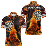 Maxcorners Orange Flame Dartboard Wolf Dart Shirts For Men Custom Dart Jersey Polo & 1/4 Zip, Dart Team Shirts