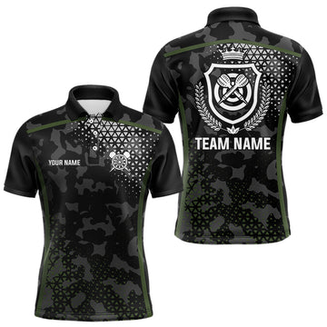 Maxcorners Black & Military Camo Darts Shirt With Pocket For Men Custom Dart Team Jersey LM1203