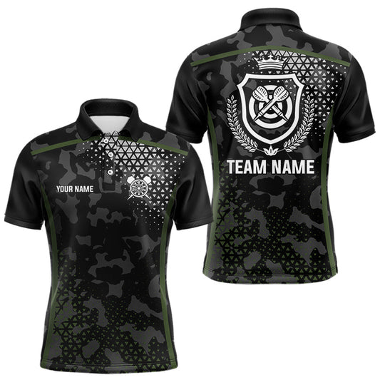 Maxcorners Black & Military Camo Darts Shirt With Pocket For Men Custom Dart Team Jersey LM1203