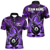 Maxcorners Purple Thunder Lightning Scorpion 8 Ball Pool Polo & 1/4 Zip For Men Custom Billiard Team Jersey MT2009