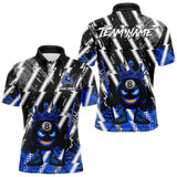 Maxcorners Funny 8 Ball Pool Crown Billiard Shirt For Men Custom Billiard Jersey Team Polo & 1/4 Zip |Blue LM2110