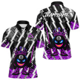 Maxcorners Funny 8 Ball Pool Crown Billiard Shirt For Men Custom Billiard Jersey Team Polo & 1/4 Zip |Purple LM2110
