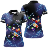 Maxcorners Personalized Billiard Balls Thunder Lightning Purple Version Custom Name 3D Polo Shirts For Men Lm105