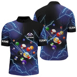 Maxcorners Personalized Billiard Balls Thunder Lightning Purple Version Custom Name 3D Polo Shirts For Men Lm105