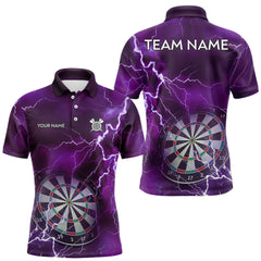 Maxcorners Custom Lightning Purple Darts Shirt With Pocket Option For Men, Darts Jersey