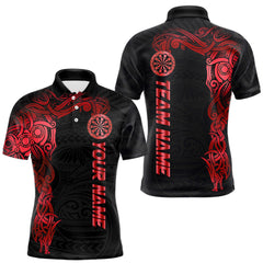 Maxcorners Personalized Black And Red Tribal Darts Shirt For Men Custom Darts Jersey Team Polo & Quarter Zip