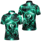 Maxcorners Turquoise Grim Reaper 8 Ball Men's Billiard Shirt Custom Thunder Lightning Pool Team Jersey TU2309