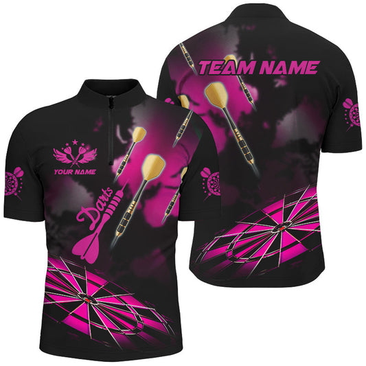 Maxcorners Pink Dart Board Hazy Smoke Darts Jersey Multicolor Option Customized Name, Team Name 3D Shirt