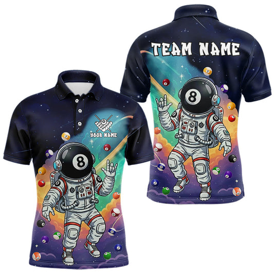 Maxcorners Funny Colorful 8 Ball Billiard Shirt Astronaut In Space For Men Custom Billiard Team Jersey LM2011