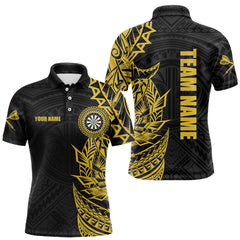 Maxcorners Personalized Yellow Tribal Darts Polo & Quarter Zip Custom Dart Shirts For Men Dart Jerseys
