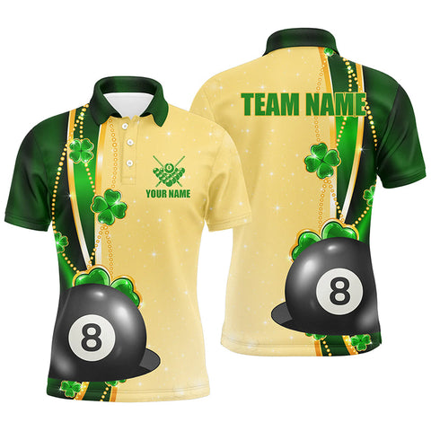 Maxcorners Billiards Funny St Patricks Day Shirts Men And Women Billiard Polo & 1/4 Zip Shirts Billiard Team Jerseys
