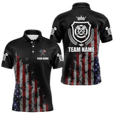 Maxcorners Customized American Flag Smoke Darts Shirt For Men, Patriotic Darts Jersey Team Polo & 1/4 Zip TU2309