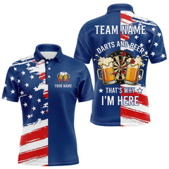 Maxcorners Darts And Beer That's Why I'm Here Funny Dart Shirt For Men Custom Patriotic US Flag Dart Jersey TU2309