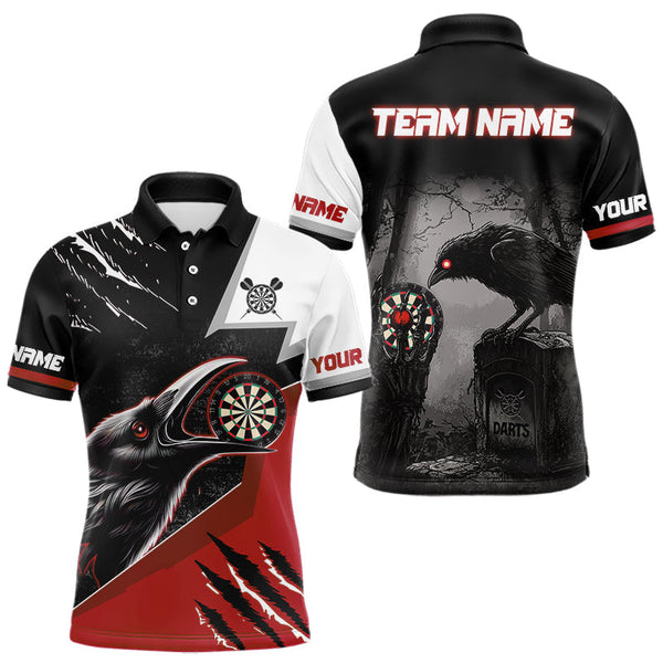 Maxcorners Personalized Raven Darts Shirt For Men Custom Black And Red Gothic Darts Team Jersey LM2110
