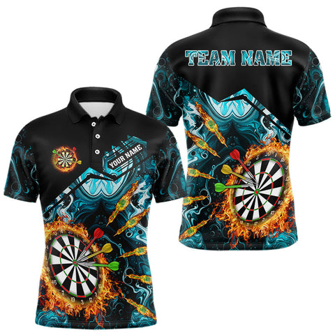 Maxcorners Personalized Turquoise Dartboard Fire Marble Darts Shirt For Men Custom Darts Team Jersey Outfit LM2110
