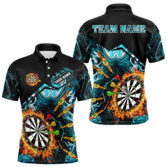 Maxcorners Personalized Turquoise Dartboard Fire Marble Darts Shirt For Men Custom Darts Team Jersey Outfit LM2110
