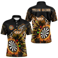 Maxcorners Personalized Orange Dartboard Fire Marble Darts Shirt For Men Custom Darts Team Jersey Outfit LM2110