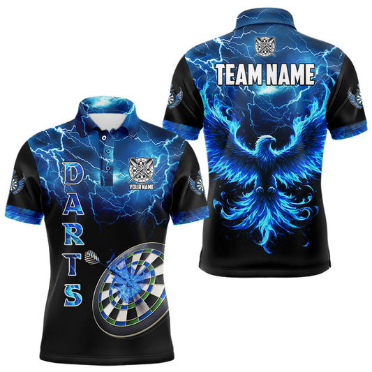 Maxcorners Personalized Lightning Thunder Custom Flaming Phoenix Dart Shirts For Women, Dart Jerseys |Blue