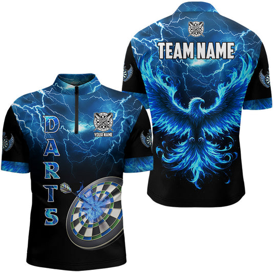 Maxcorners Personalized Lightning Thunder Custom Flaming Phoenix Dart Shirts For Women, Dart Jerseys |Blue