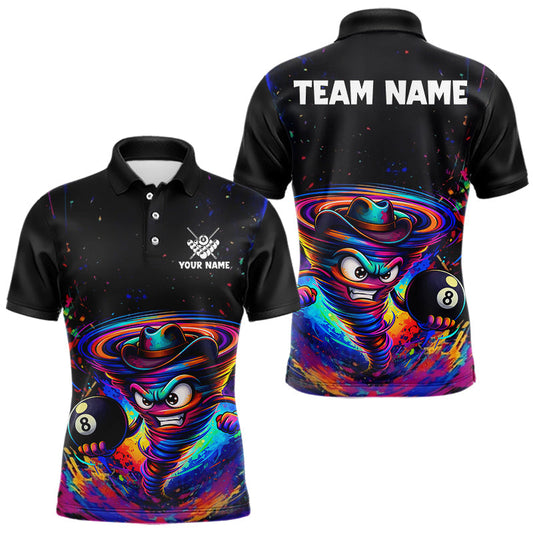Maxcorners Funny Colorful Tornado 8 Ball Billiard Shirt For Men Custom Pool Team Shirt, Billiard Jersey