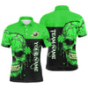 Maxcorners St Patrick'S Day Green Billiard Skull Custom Men Polo Shirts, Luckiest Patrick Day Billiard Shirts