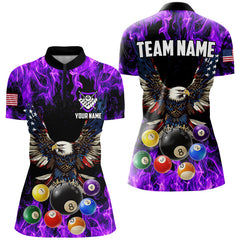 Maxcorners Purple Flame 3D Billiard Balls Custom American Flag Eagle Pool Jerseys Billiard Team Shirts