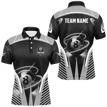 Maxcorners Billiards 8 Ball Billiard White Black Shirts Men And Women Billiard Polo & 1/4 Zip Shirts Billiard Team Jerseys