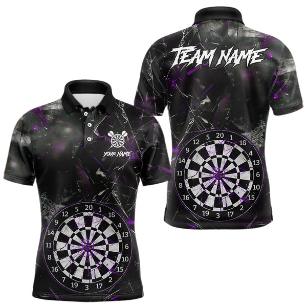 Maxcorners Personalized Purple Break Glass Darts Shirt For Men Custom Darts Team Jersey Polo & 1/4 Zip TU2310