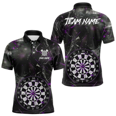 Maxcorners Personalized Purple Break Glass Darts Shirt For Men Custom Darts Team Jersey Polo & 1/4 Zip TU2310