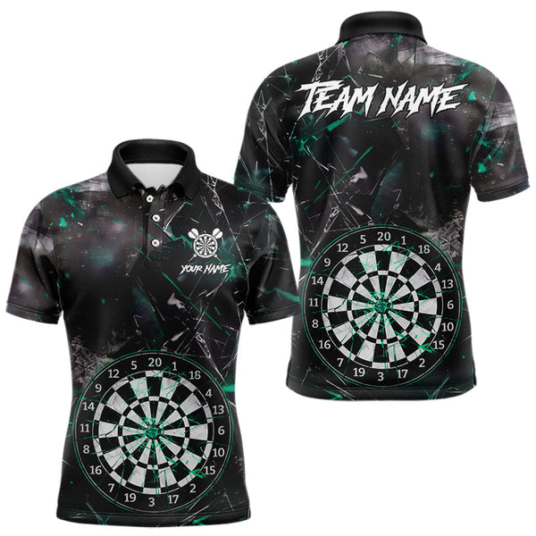 Maxcorners Personalized Turquoise Break Glass Darts Shirt For Men Custom Darts Team Jersey Polo & 1/4 Zip TU2310