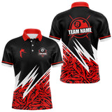 Maxcorners Personalized 8 Ball Billiard Jersey For Men Custom Black And Red Pool Team Shirt Polo & 1/4 Zip TU2310