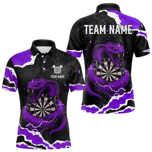 Maxcorners Black And Purple Dartboard Cobra Snakes Darts Polo & 1/4 Zip Custom Mens Darts Shirt, Darts Jersey