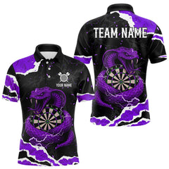 Maxcorners Black And Purple Dartboard Cobra Snakes Darts Polo & 1/4 Zip Custom Mens Darts Shirt, Darts Jersey TU2511