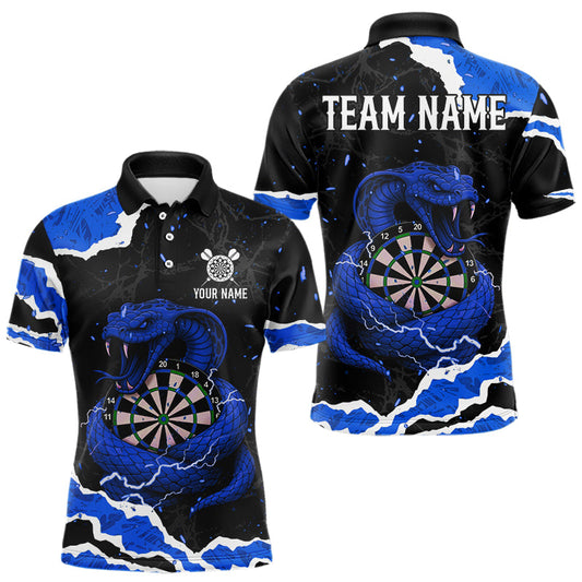 Maxcorners Black And Blue Dartboard Cobra Snakes Darts Polo & 1/4 Zip Custom Mens Darts Shirt, Darts Jersey