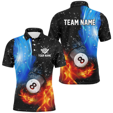 Maxcorners Billiard Water And Fire Shirts Men And Women Billiard Polo & 1/4 Zip Shirts Billiard Team Jerseys