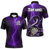 Maxcorners Purple Lightning Thunder Cobra Darts Shirt For Men Custom Darts League Team Jersey Polo & 1/4 Zip LM2509