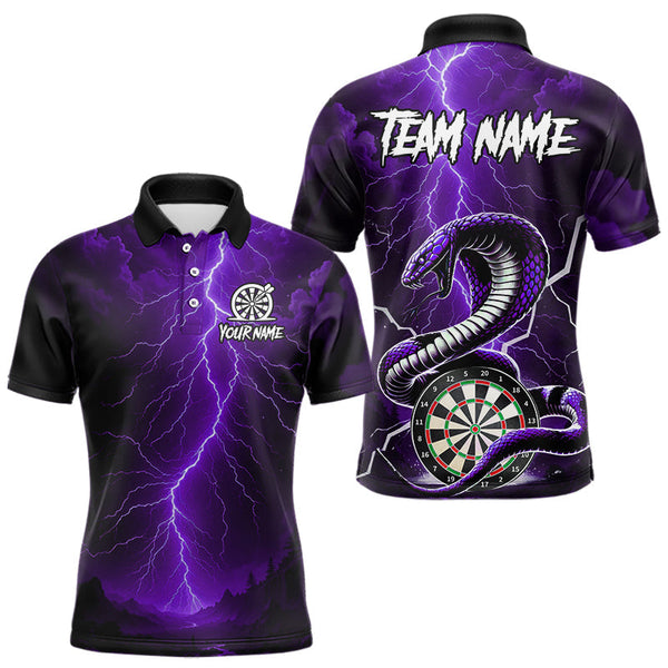 Maxcorners Purple Lightning Thunder Cobra Darts Shirt For Men Custom Darts League Team Jersey Polo & 1/4 Zip LM2509