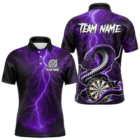 Maxcorners Purple Lightning Thunder Cobra Darts Shirt For Men Custom Darts League Team Jersey Polo & 1/4 Zip LM2509