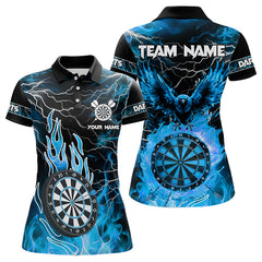 Maxcorners Blue Dart Board Fire Flame Custom Eagle Dart Shirts For Men, Thunder Lightning Dart Team Jerseys