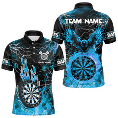 Maxcorners Blue Dart Board Fire Flame Custom Eagle Dart Shirts For Men, Thunder Lightning Dart Team Jerseys