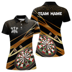 Maxcorners Black And Gold Dart Shirts For Men Custom 3D Dartboard Jersey, Darts Team Polo & Quarter Zip LM1625