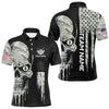 Maxcorners Grunge Camo Skull American Flag Billiard Shirt For Men Custom Patriotic 8 Ball Pool Team Jersey LM3006
