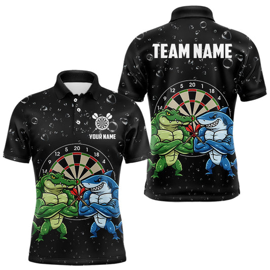 Maxcorners Personalized Funny Shark And Alligator Darts Shirt For Men Custom Darts Team Jersey, Darts Gifts LM1903