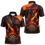Maxcorners Personalized Fire Flame Dragon Darts Shirt For Men Custom Darts League Jersey Team Polo & 1/4 Zip TU3009