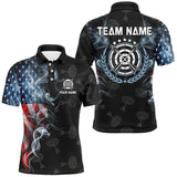 Maxcorners Personalized Smoke Usa Flag Archery Polo & 1/4 Zip Shirts For Men, Patriotic Archery Team Jerseys