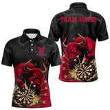 Maxcorners Black And Red Funny Bull Darts Shirt For Men Custom Dart Jersey Team Polo & 1/4 Zip MT2510